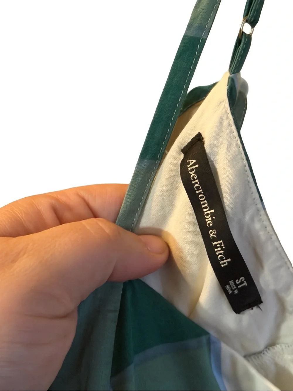 Abercrombie & Fitch Green and White Gingham Bra Free Lace Maxi Dress